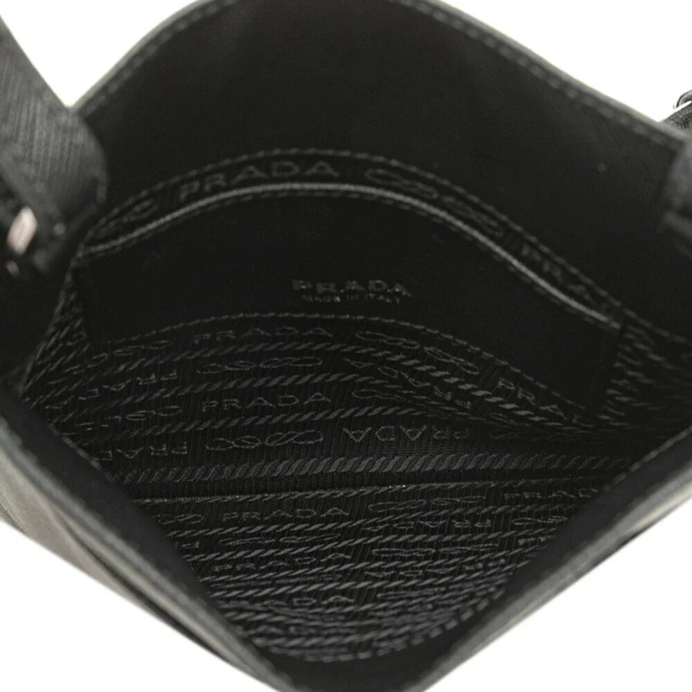 PRADA Black Leather Saffiano Shoulder Bag